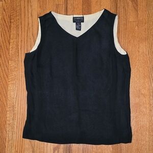 Liz Claiborne Reversible Silk Shell Top - Black and Cream